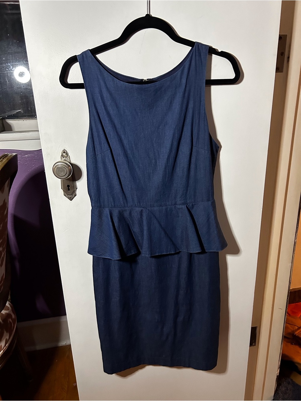 Alice + Olivia Navy Sleeveless Peplum Midi Dress